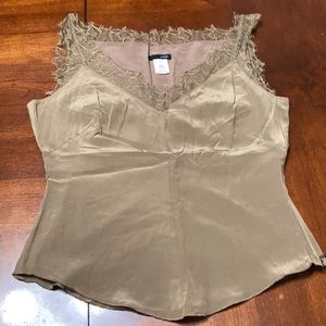 J. Crew 100% Silk Top with Lace Detail
